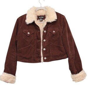 Vintage Y2K Cropped Penny Lane Coat Size Large Western Boho Faux Fur Jacket